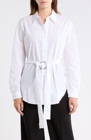 BOSS Eprilia Belted Cotton Button-Up Shirt
