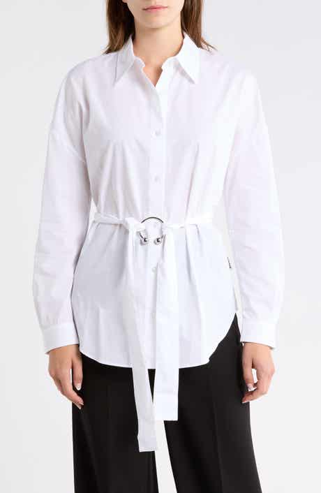 BOSS Eprilia Belted Cotton Button-Up Shirt