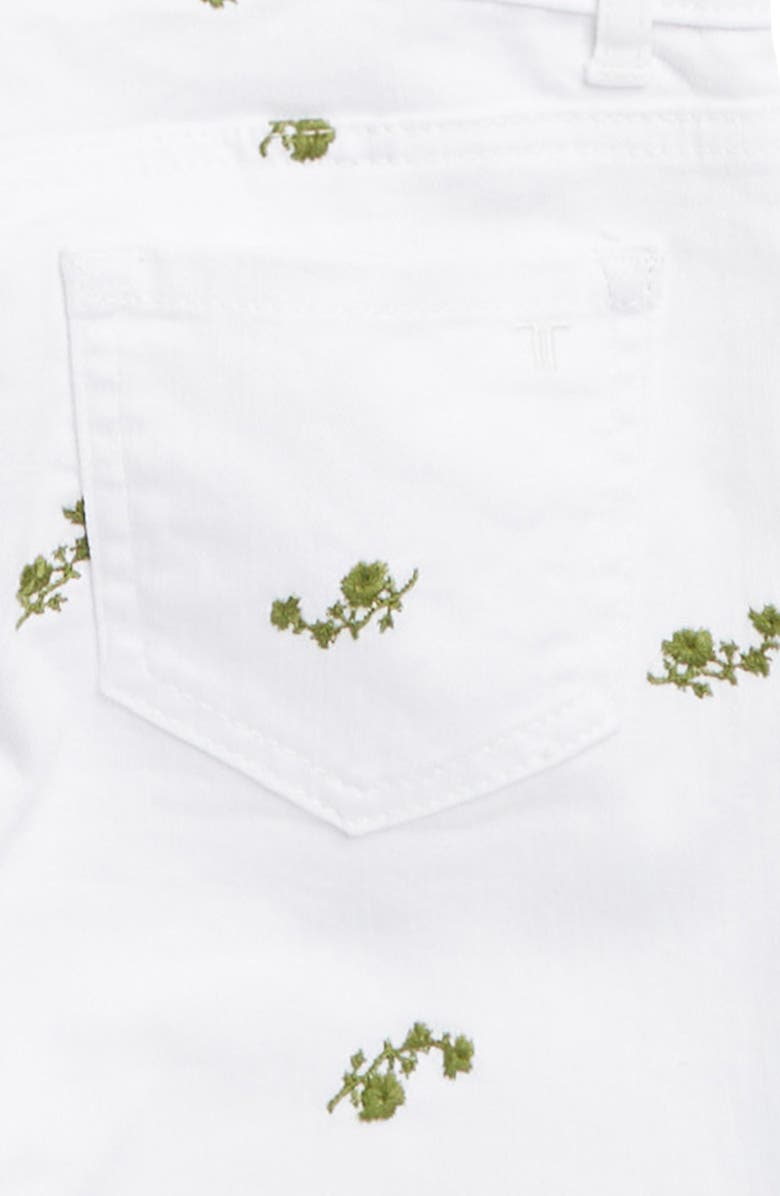 Tractr Kids' Embroidered Denim Bermuda Shorts, Alternate, color, White Green Floral