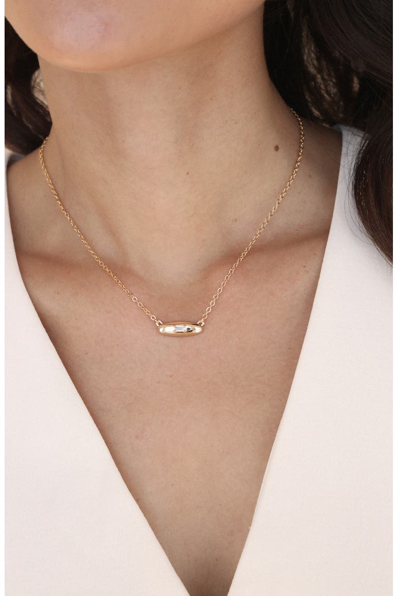 Baguette Cubic Zirconia Dome Pendant Necklace, Alternate, color, GOLD
