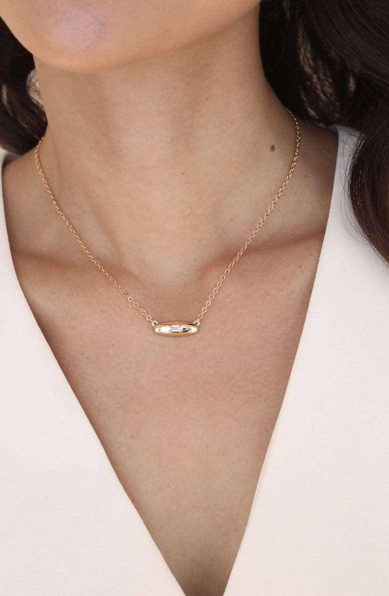Ettika Baguette Cubic Zirconia Dome Pendant Necklace, Alternate, color, Gold