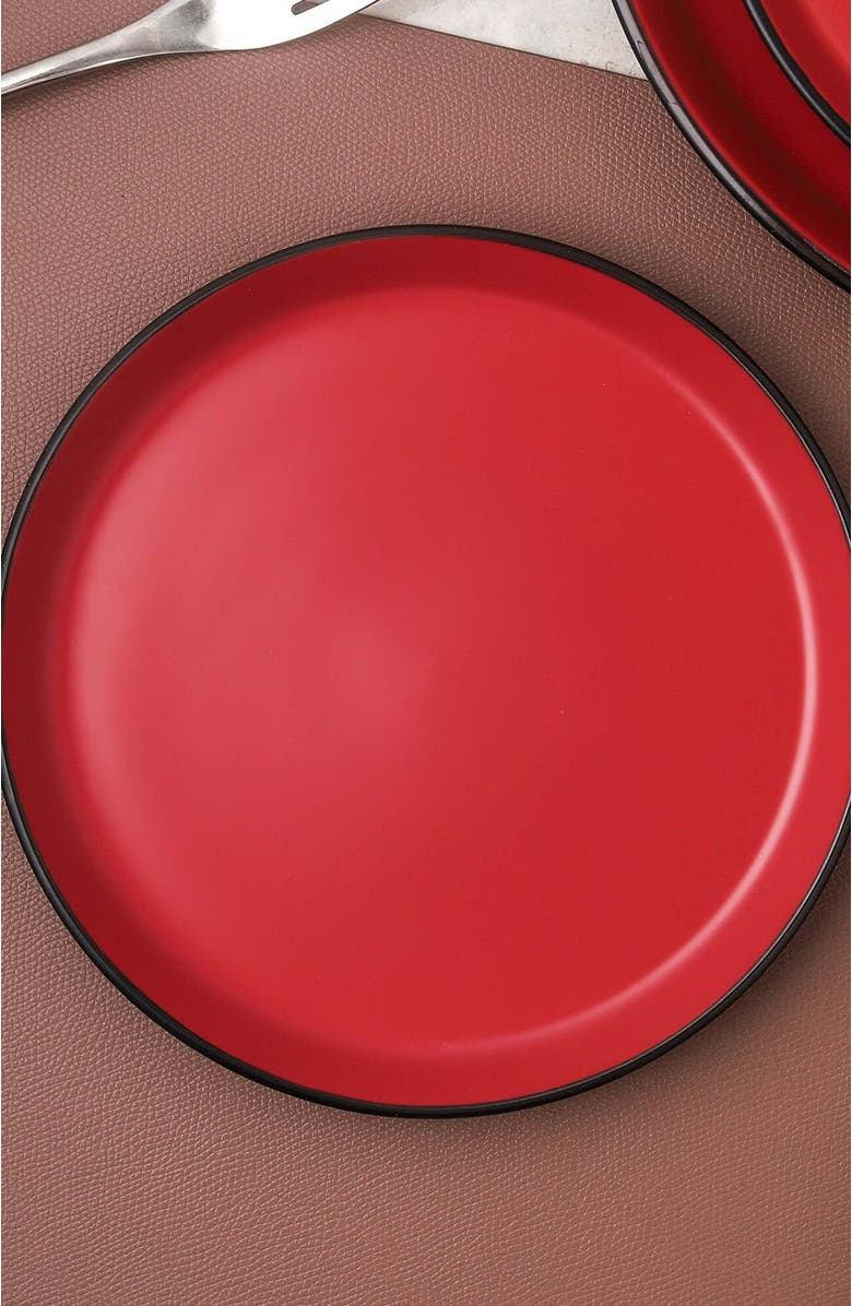 Stone Lain Albie Stoneware 4-Piece Salad Plate Set, Alternate, color, Red And Black