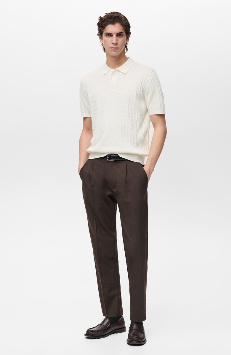 MANGO Cable Knit Cotton Polo, Alternate, color, 