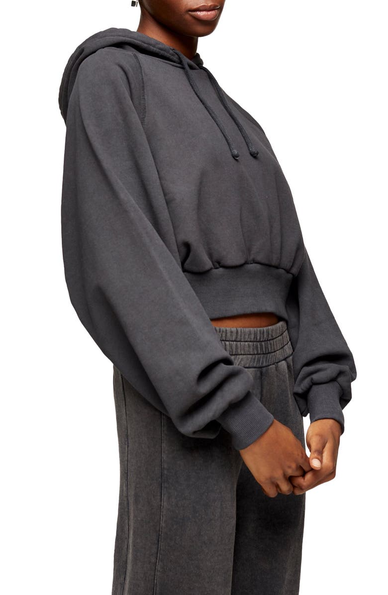 Topshop Crop Hoodie, Main, color,