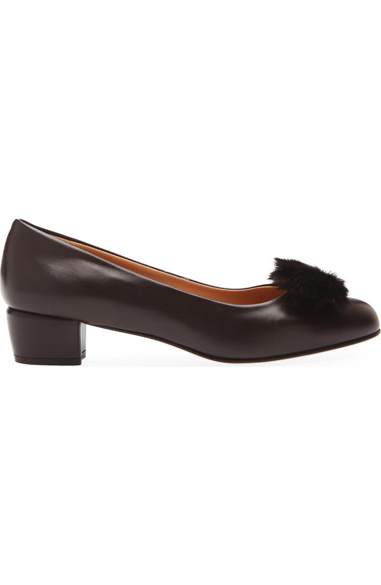 FERRAGAMO Vara Genuine Shearling Bow Pump, Alternate, color, Testa Di Moro Biscotto Ai2011