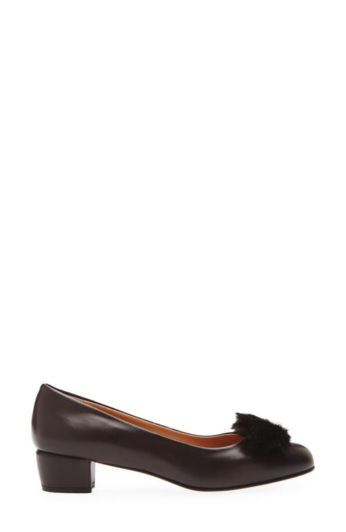 Ferragamo Vara Genuine Shearling Bow Pump