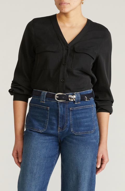 Cooling V-Neck Button-Up Shirt (Plus)