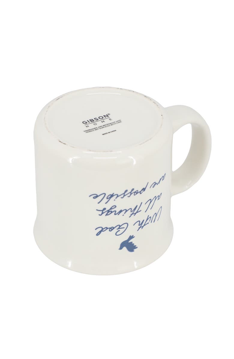 Gibson Home Daily Wisdom 4 Piece Assorted 21 Ounce Stoneware Mug Set, Alternate, color, White