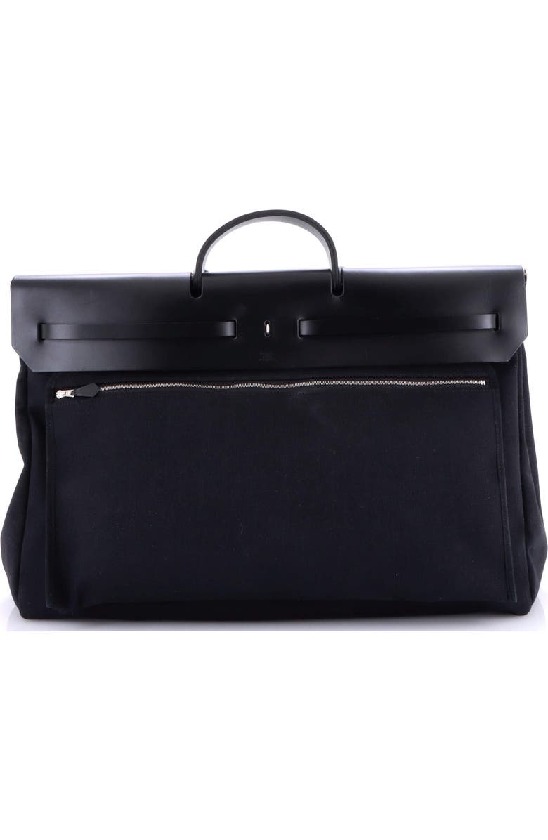 Pre-Owned Hermes Herbag Zip Leather and Toile 50, Alternate, color, Noir