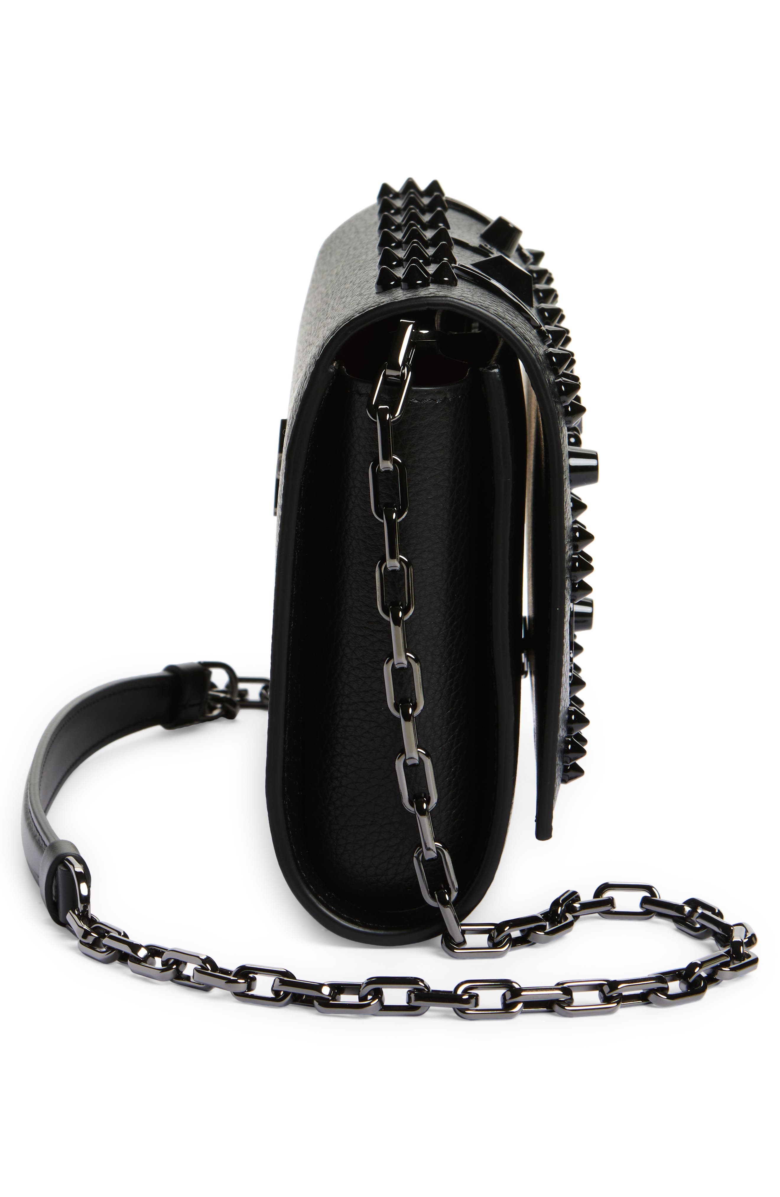 Christian Louboutin Paloma Studded Leather Clutch, Alternate, color, Black