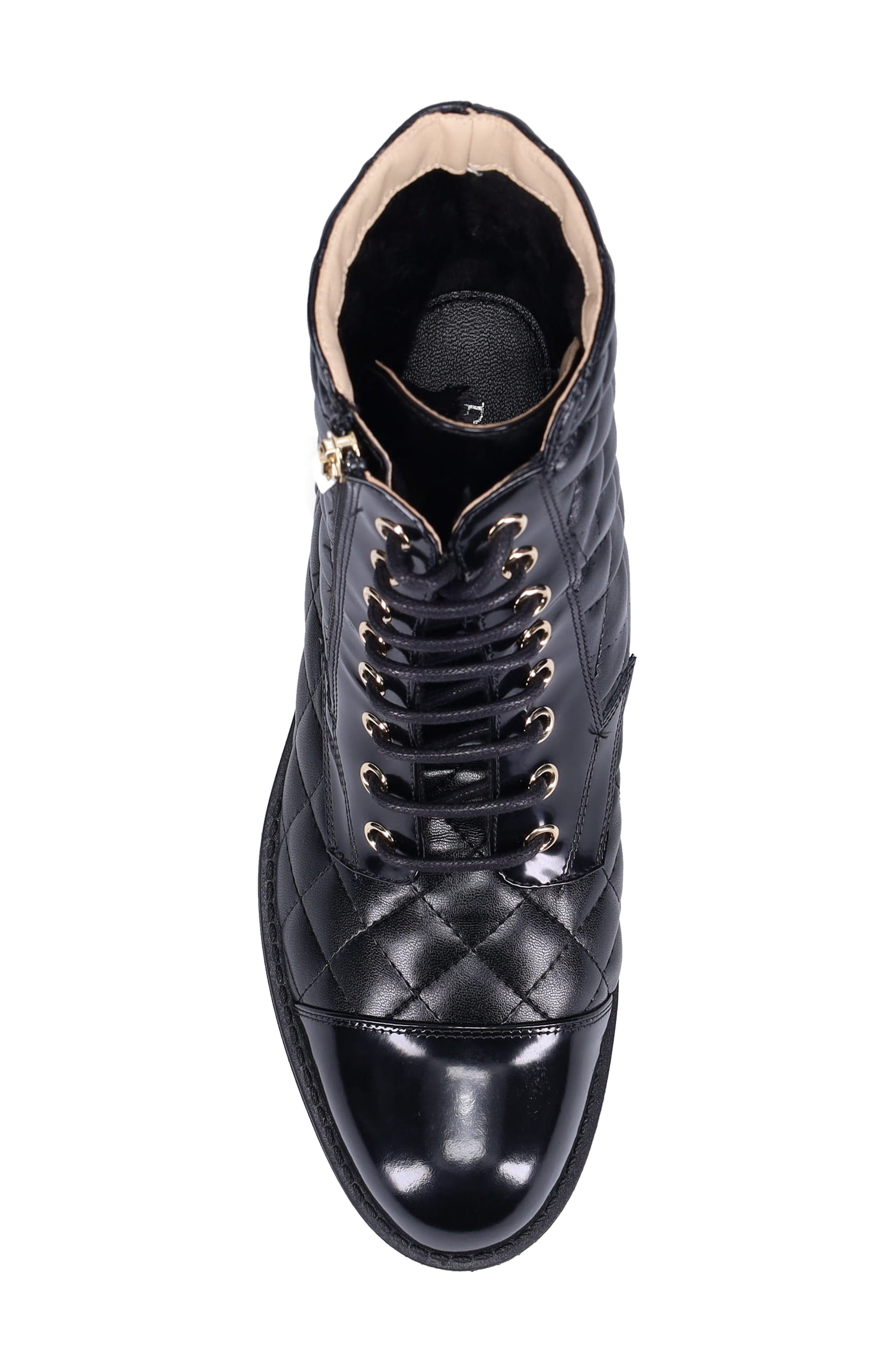 Tiffin Waterproof Quilted Leather Combat Boot, Alternate, color, ONYX