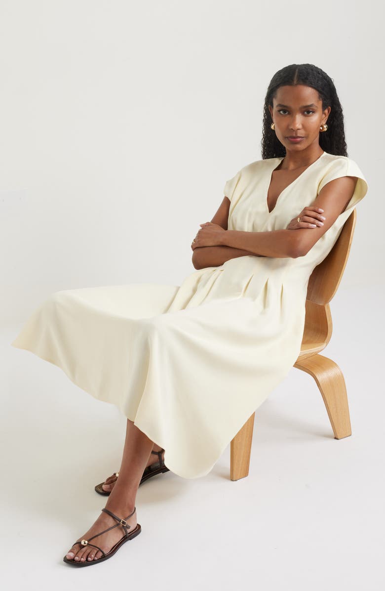 Nordstrom Pleated Midi Dress, Alternate, color, Yellow Pale