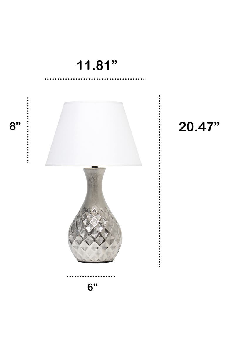 LALIA HOME Diamond-Cut Table Lamp, Alternate, color, Metallic Silver/White