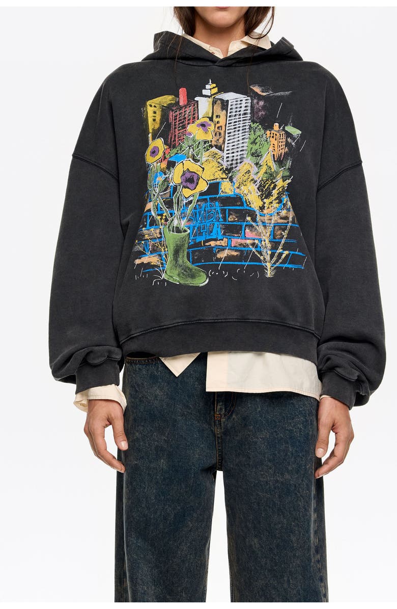 Bimba y Lola City Logo Hoodie, Main, color, Washed Black