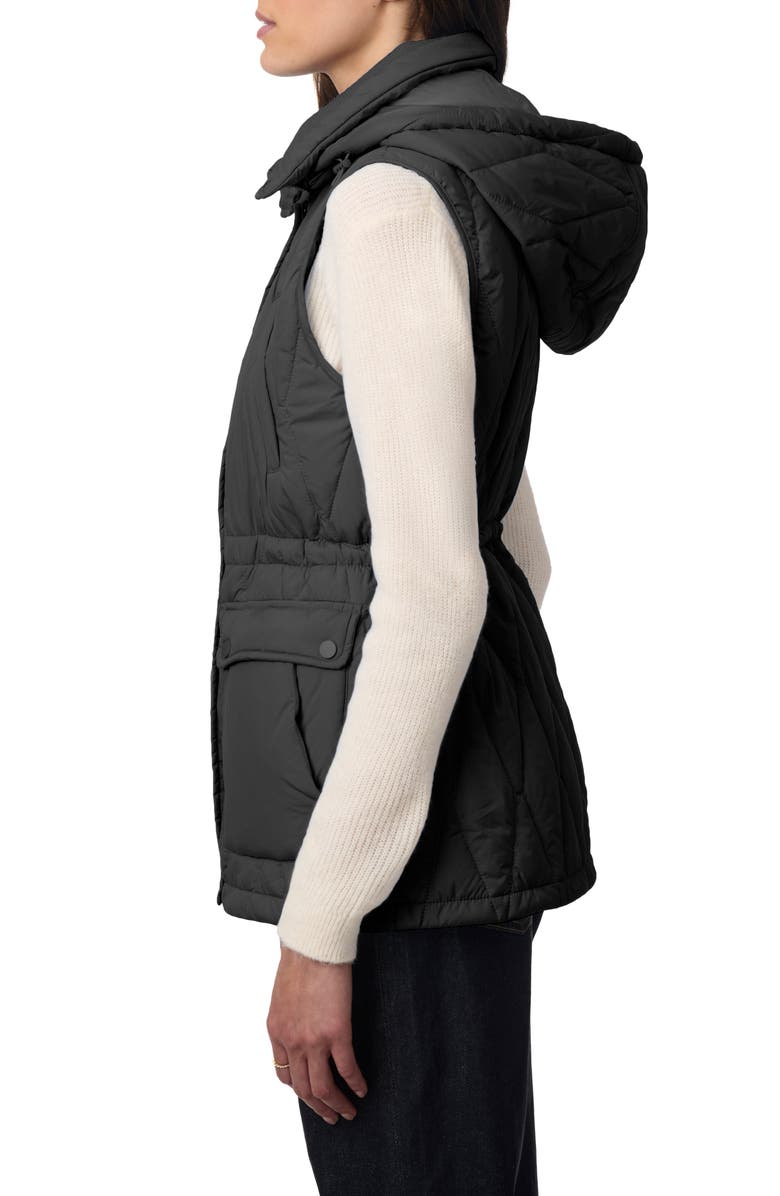 Bernardo Quilted Hooded Recycled Polyester Vest, Alternate, color, Black