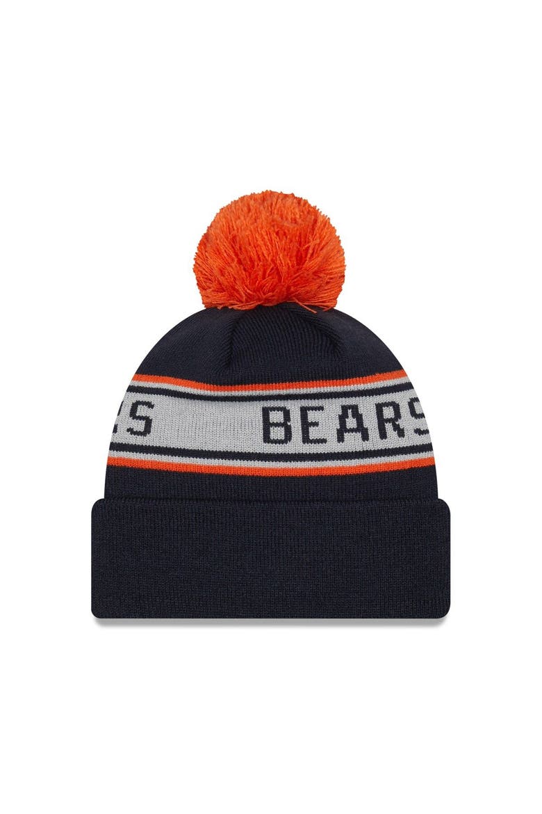 Men's New Era Navy Chicago Bears  Repeat Cuffed Knit Hat with Pom, Alternate, color, Navy