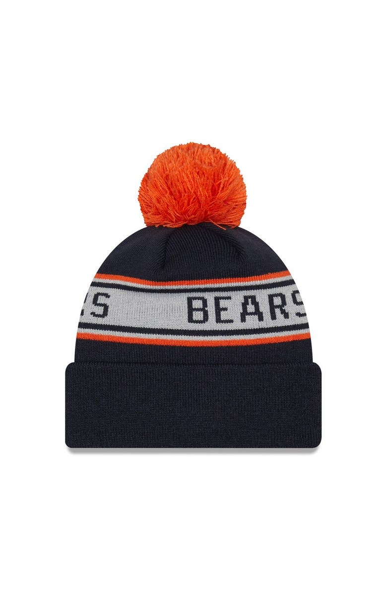 New Era Men's New Era Navy Chicago Bears  Repeat Cuffed Knit Hat with Pom, Alternate, color, 