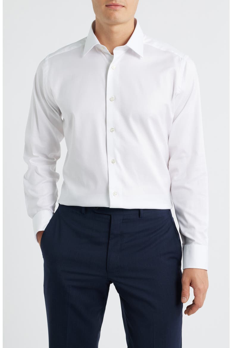Slim Fit Stretch Cotton Dress Shirt, Main, color, WHITE/ WHITE