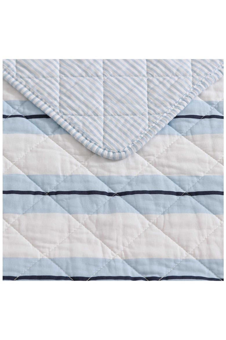 Tim Stripe Reversible Cotton Quilt Set, Alternate, color, WHITE/ BLUE STRIPE