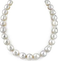The Pearl Source 12-14mm White South Sea Baroque Pearl Necklace