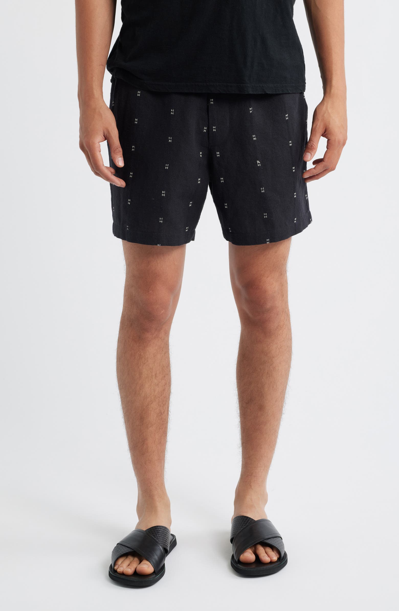 rag & bone Marc Embroidered Cotton & Linen Drawstring Shorts ...