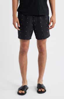 rag & bone Marc Embroidered Cotton & Linen Drawstring Shorts