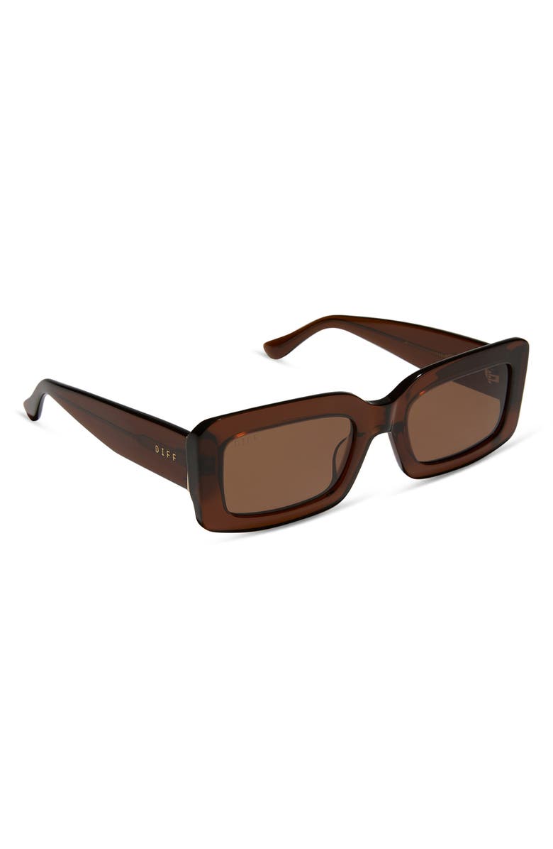DIFF Indy 51mm Polarized Rectangular Sunglasses, Alternate, color, Brown