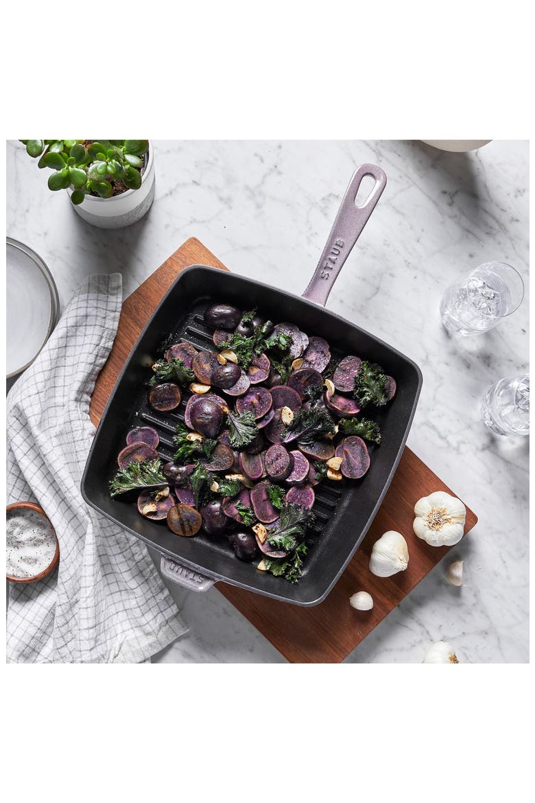 12-Inch Square Enameled Cast Iron Grill Pan, Alternate, color, LILAC