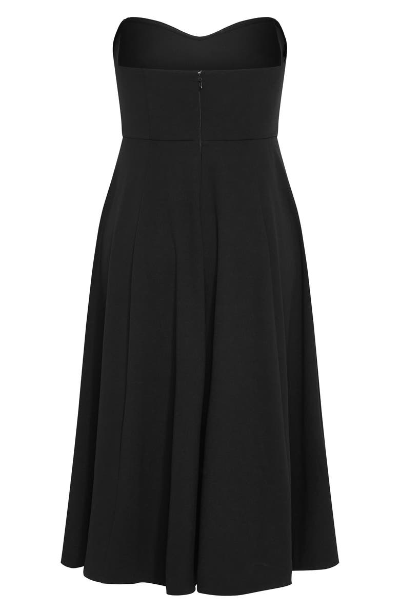 City Chic Bailee Sweetheart Neck Midi Dress, Alternate, color, Black