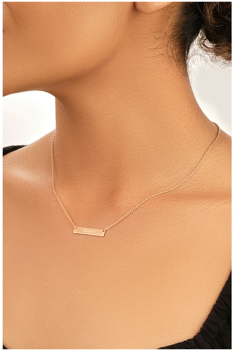 Inspirational 14K Rose Gold Plated Sterling Silver Bar Pendant Necklace, Alternate, color, ROSE GOLD - INSPIRE