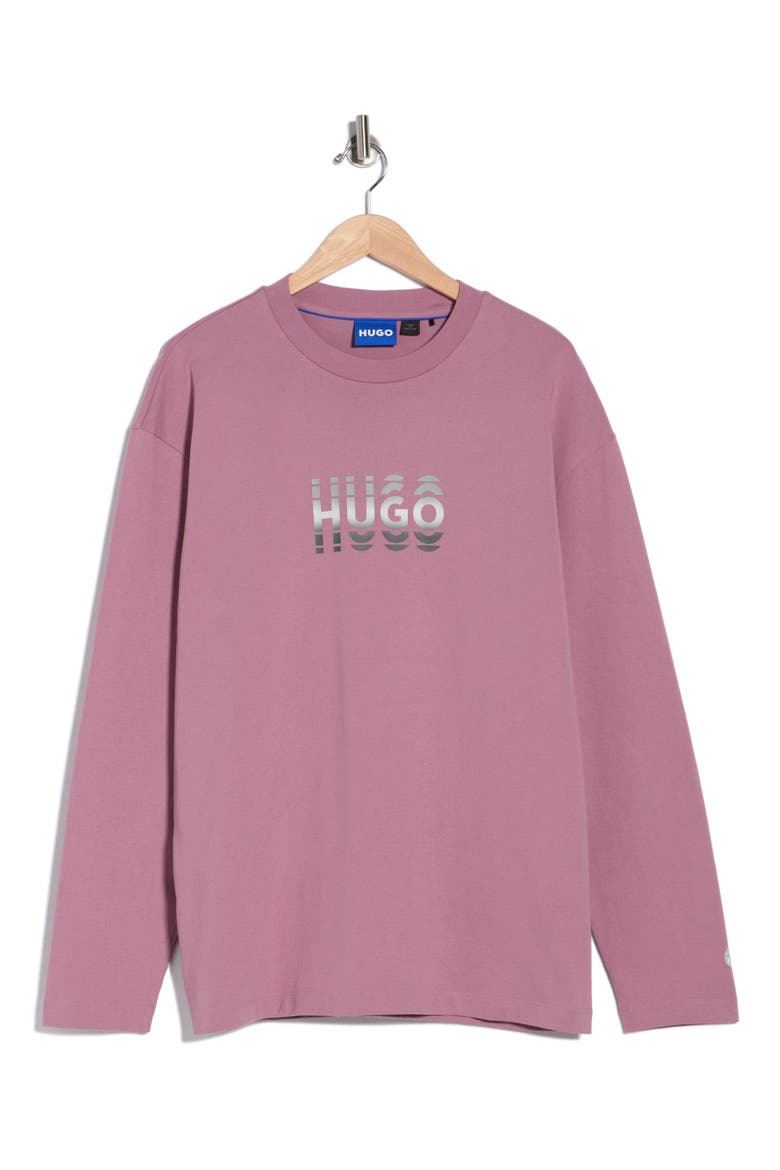 Long Sleeve Logo Graphic T-shirt, Alternate, color, DARK PINK