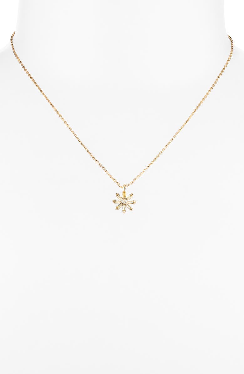 Kate Spade New York mini flower pendant necklace, Alternate, color, Yellow / Gold