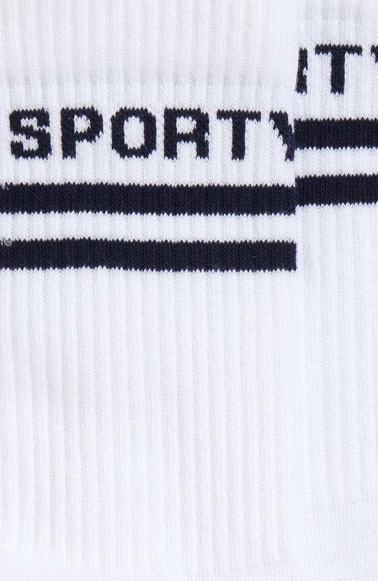Sporty & Rich Logo Cotton Blend Crew Socks, Alternate, color, White/Navy