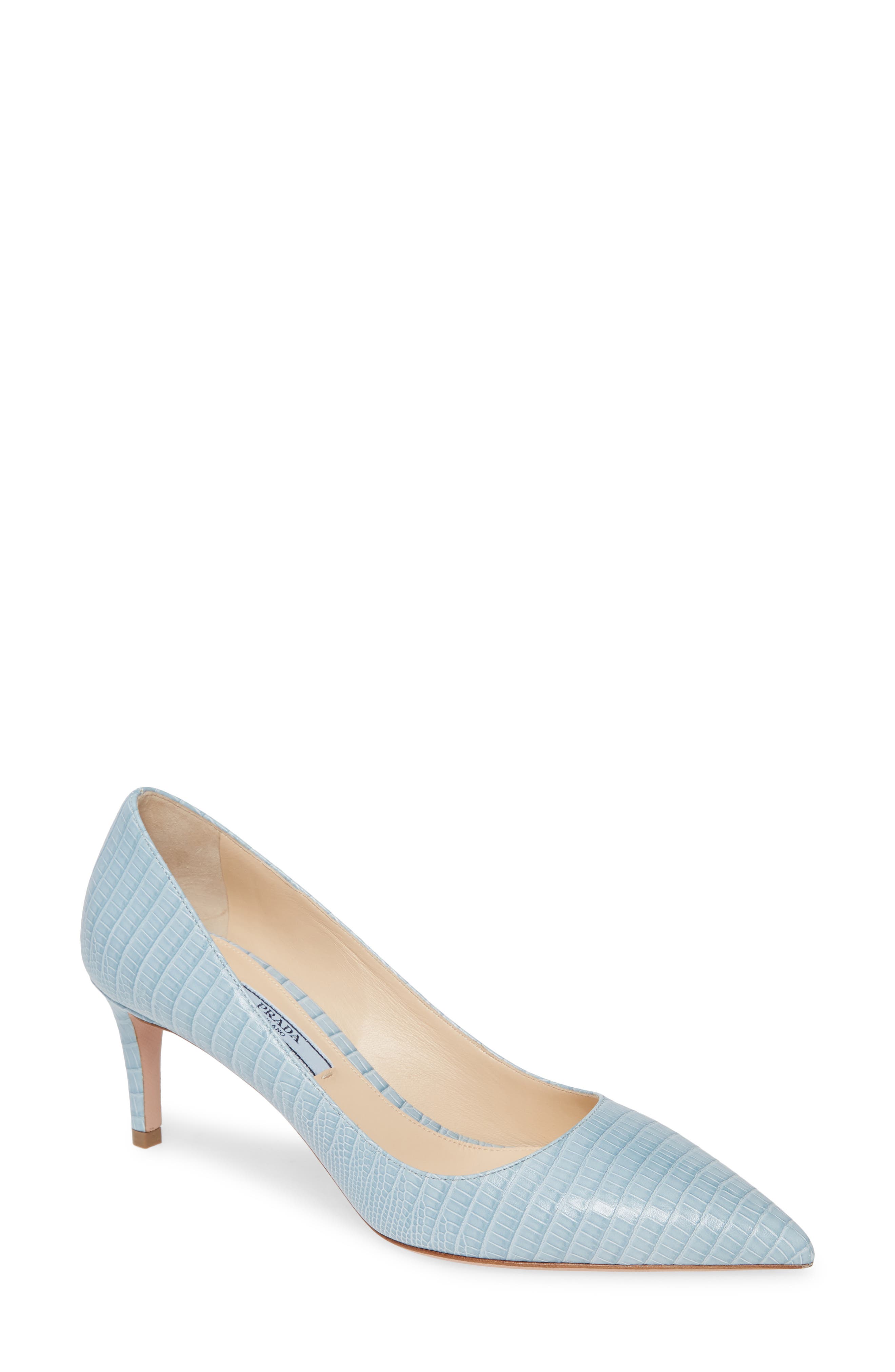 Prada Croc Embossed Pointed Toe Pump, Main, color, 