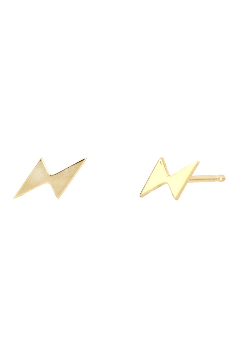 14K Yellow Gold Petite Lightning Bolt Stud Earrings, Main, color, 14KYDNU