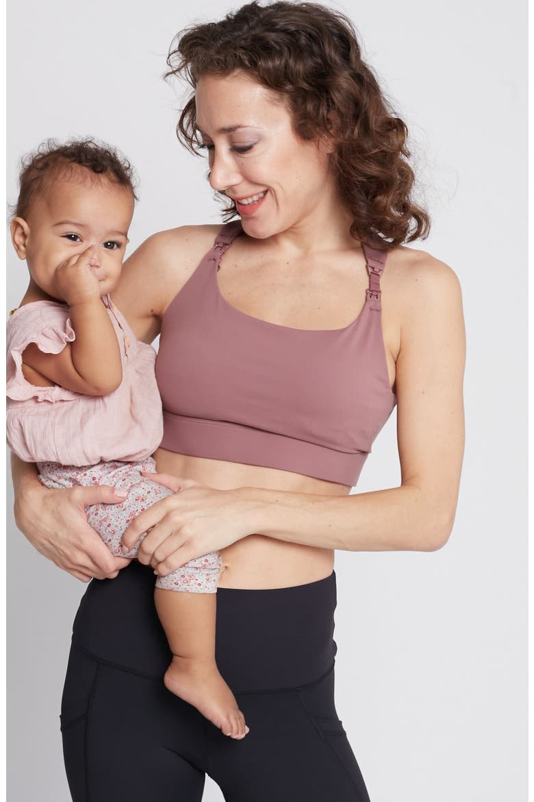 Venice 3 Ultimate Support Full Coverage Nursing and Pumping Sports Bra, Alternate, color, Mauve Smoke