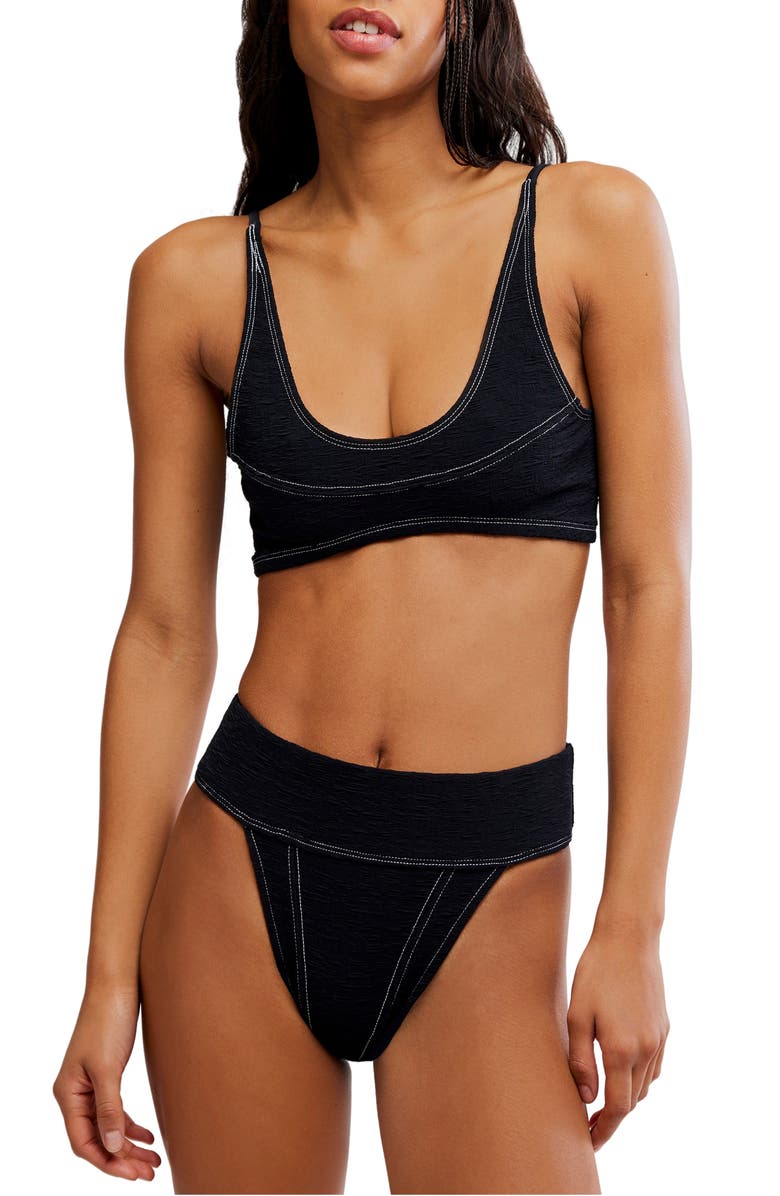 Free People Farrah Crop Bikini Top, Alternate, color, Black