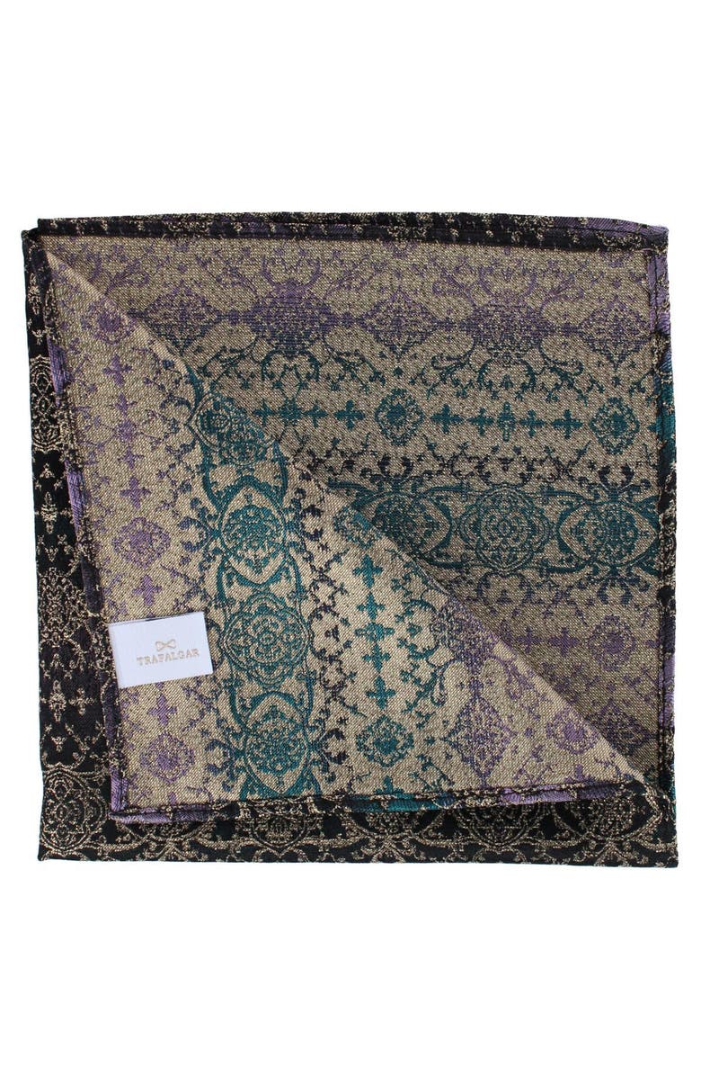 Trafalgar The Spellbound Brocade Novelty Silk 12x12 Pocket Square, Alternate, color, Multiple