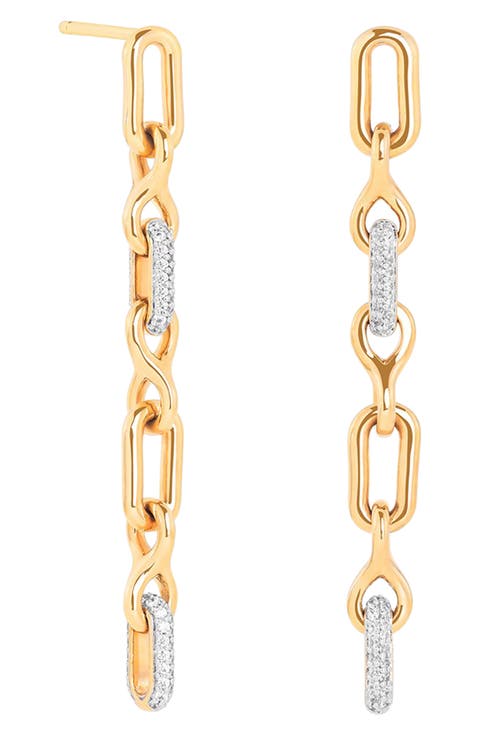Pavé Chain Link Linear Drop Earrings