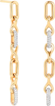 Astrid & Miyu Pavé Chain Link Linear Drop Earrings