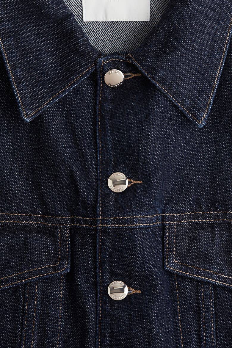 Cropped Denim Waistcoat, Alternate, color, Dark denim blue