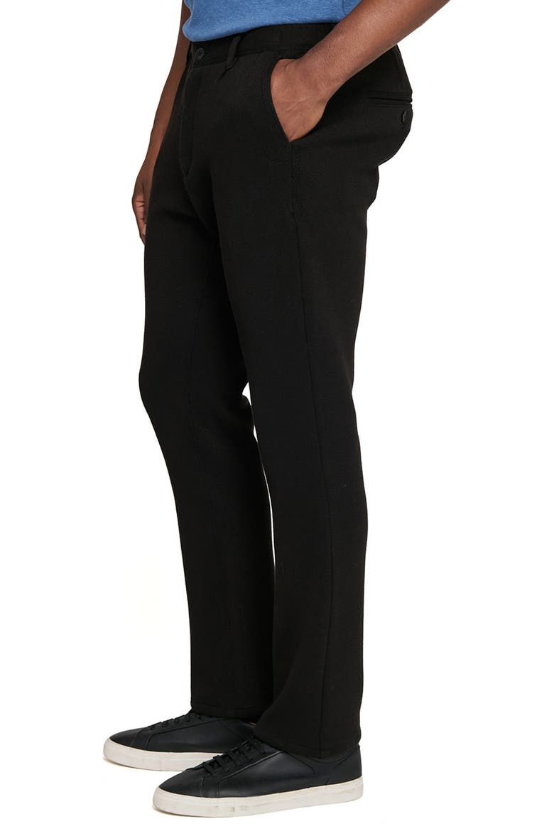 Cotton Blend Slim Straight Leg Pants, Alternate, color, BLACK