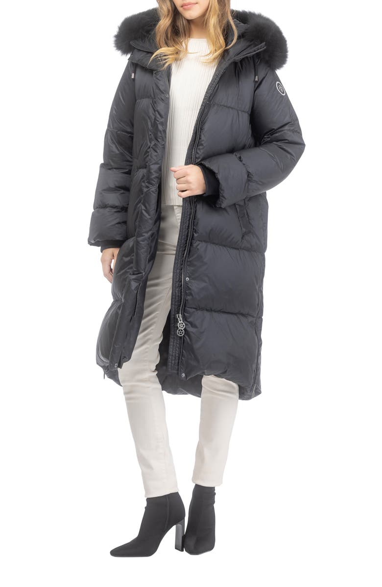 GORSKI Apres-Ski Long Parka with Detachable Toscana Lamb Hood Trim, Alternate, color, Black/Black