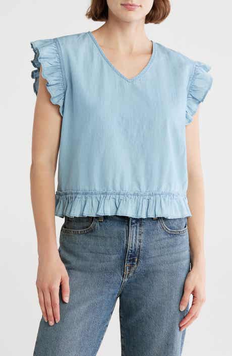 Melrose and Market Ruffle Sleeve V-Neck Top