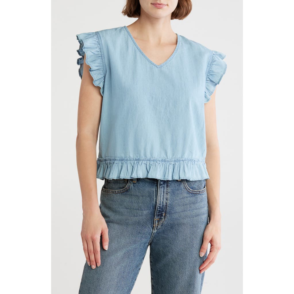 Melrose And Market Ruffle Sleeve V-neck Top