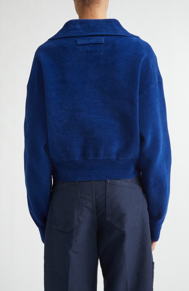 Victoria Beckham Chenille Polo Sweater, Alternate, color, Bright Navy