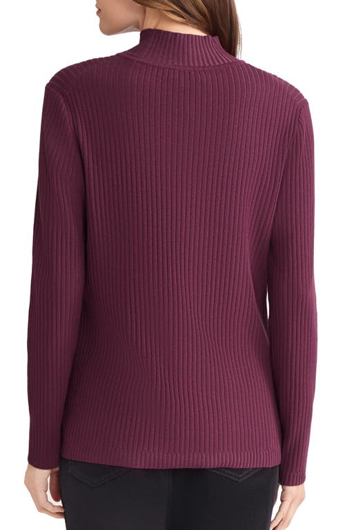 Jones New York Rib Mock Neck Sweater In Purple