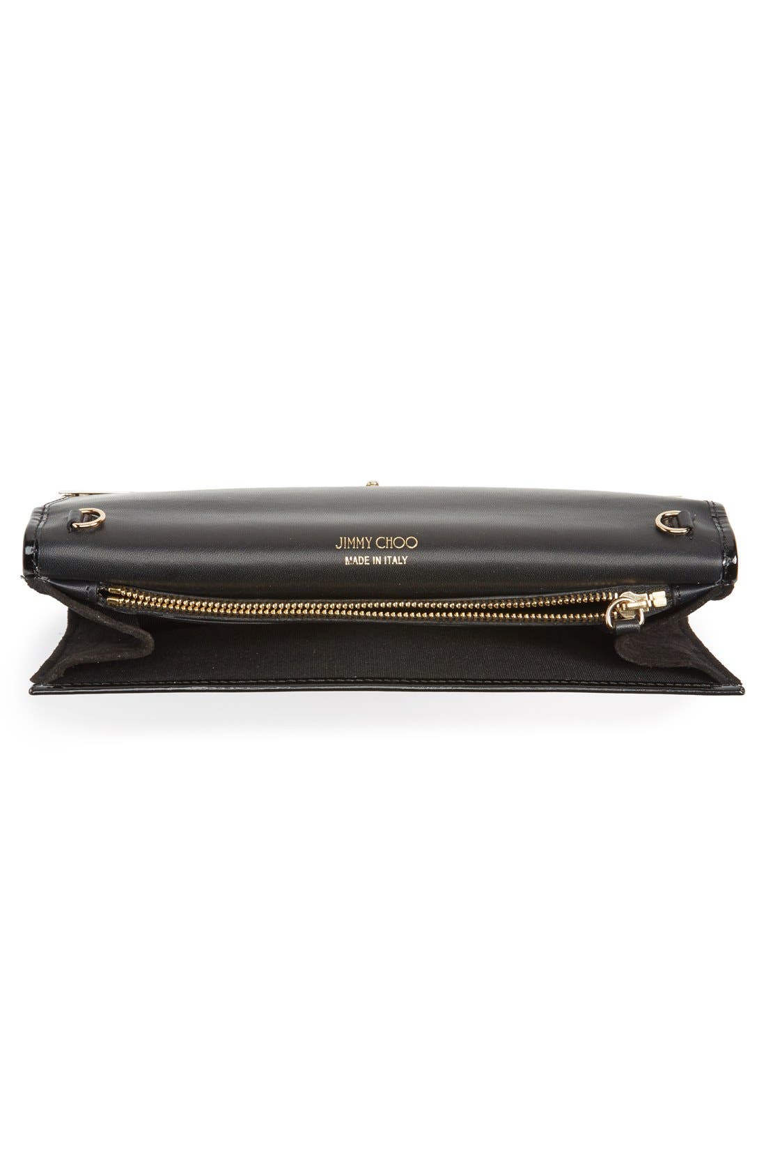 'Milla' Patent Leather Wallet on a Chain, Alternate, color, BLACK