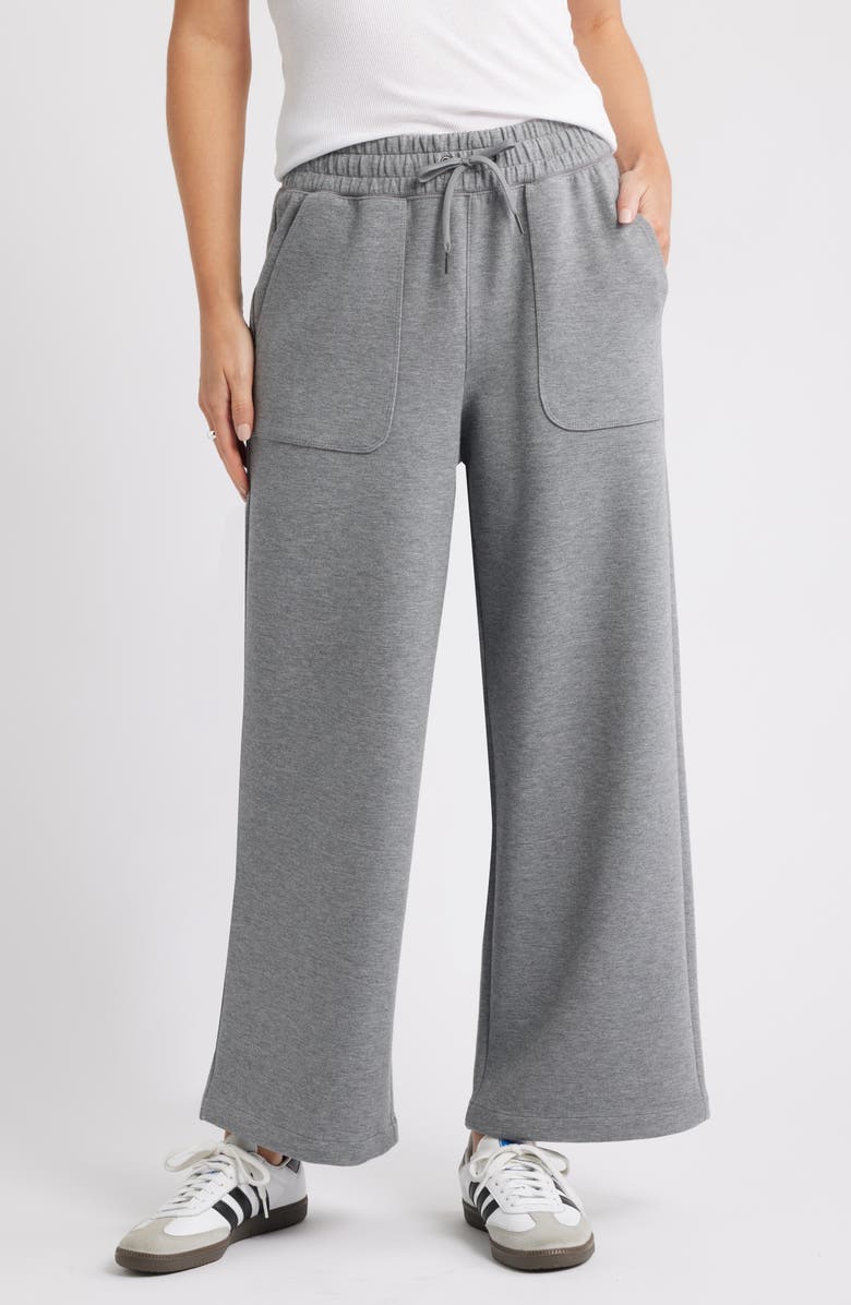 Caslon<sup>®</sup> Patch Pocket Pull-On Relaxed Ankle Straight Leg Pants, Main, color, Grey Dark Heather