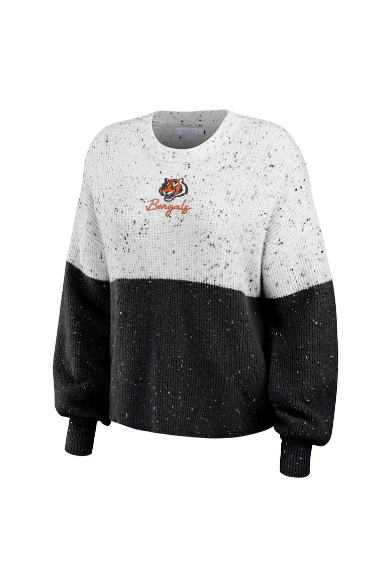 Women's WEAR by Erin Andrews  White/Black Cincinnati Bengals Color-Block Pullover Sweater, Alternate, color, White